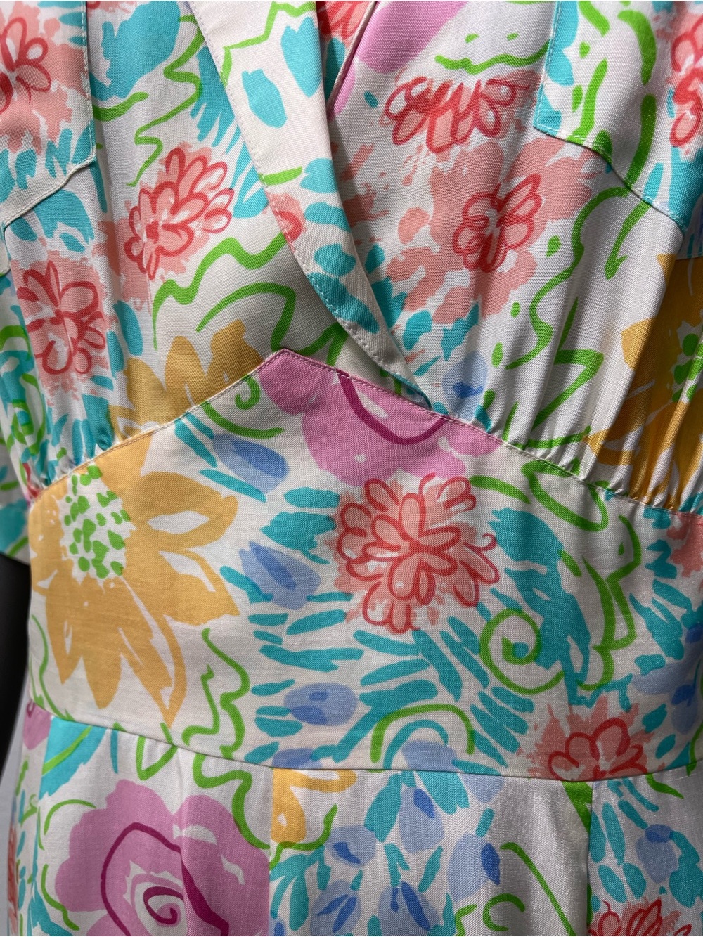 Jerry Regenbogen Dress 14 100% Pure Silk White Midi Floral Watercolor 80’s 90’s - Picture 6 of 16